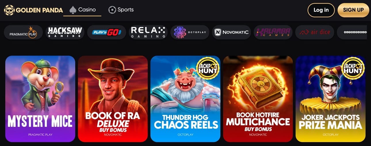Jeux du casino Golden Panda